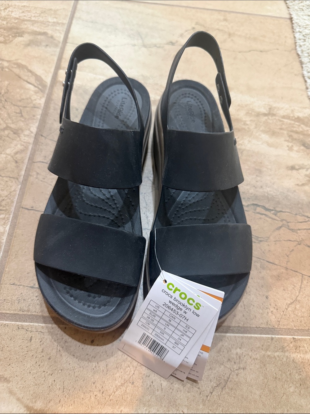CROCS Women's Black Dual-Strap Slingback Sandals